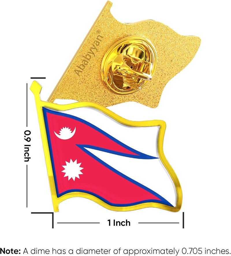 Ababyyan Nepal Flag Lapel Pin - Enamel Metal National Badge | World Travel Souvenir Gifts for Men & Women | Country Flag Patriotic Brooch Bulk Pack of Pins for Hat, Tie, Clothes, Backpack (1pc) - Image 2